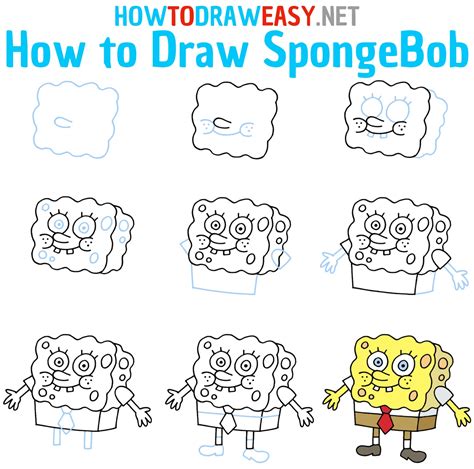 how to draw a spongebob|How To Draw SpongeBob SquarePants .